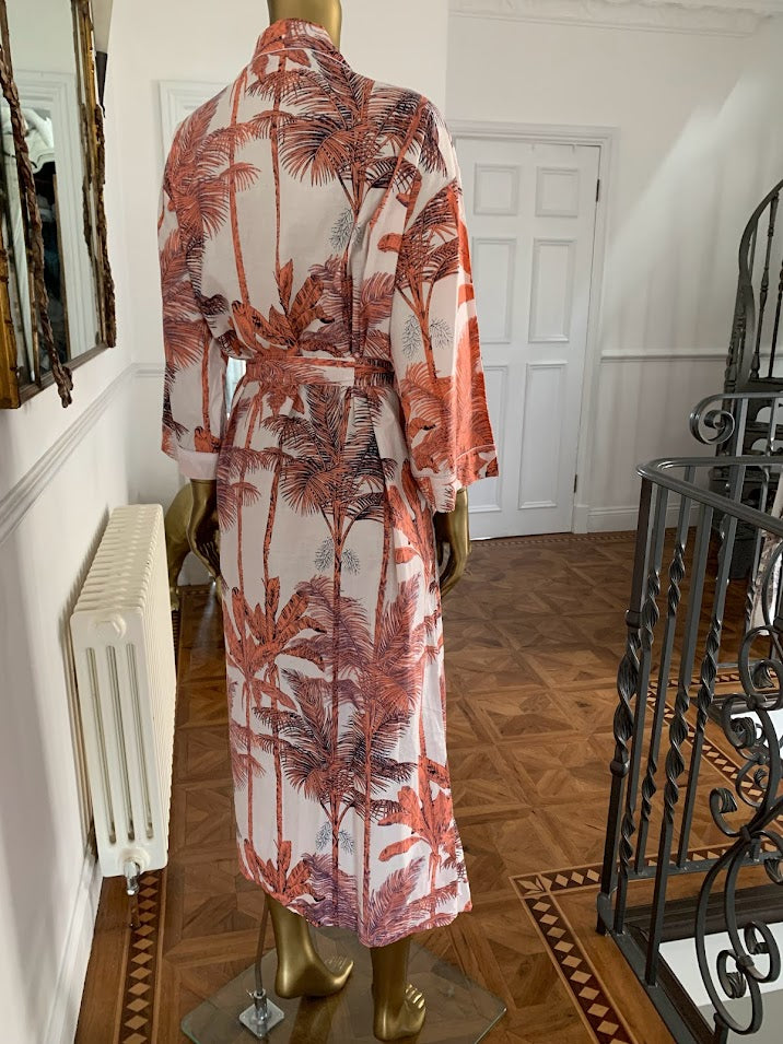 Honolulu Pure Cotton Kimono ~ Coral