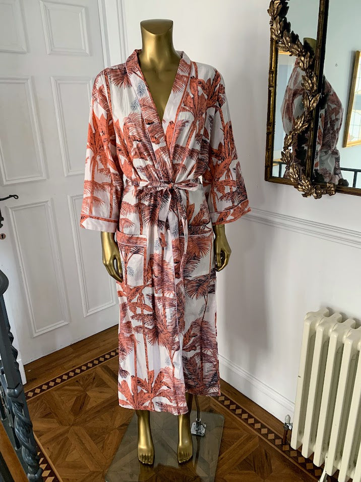 Honolulu Pure Cotton Kimono ~ Coral