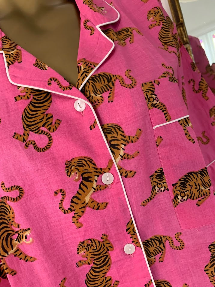 Easy Tiger Pyjama Short Set ~ Raspberry