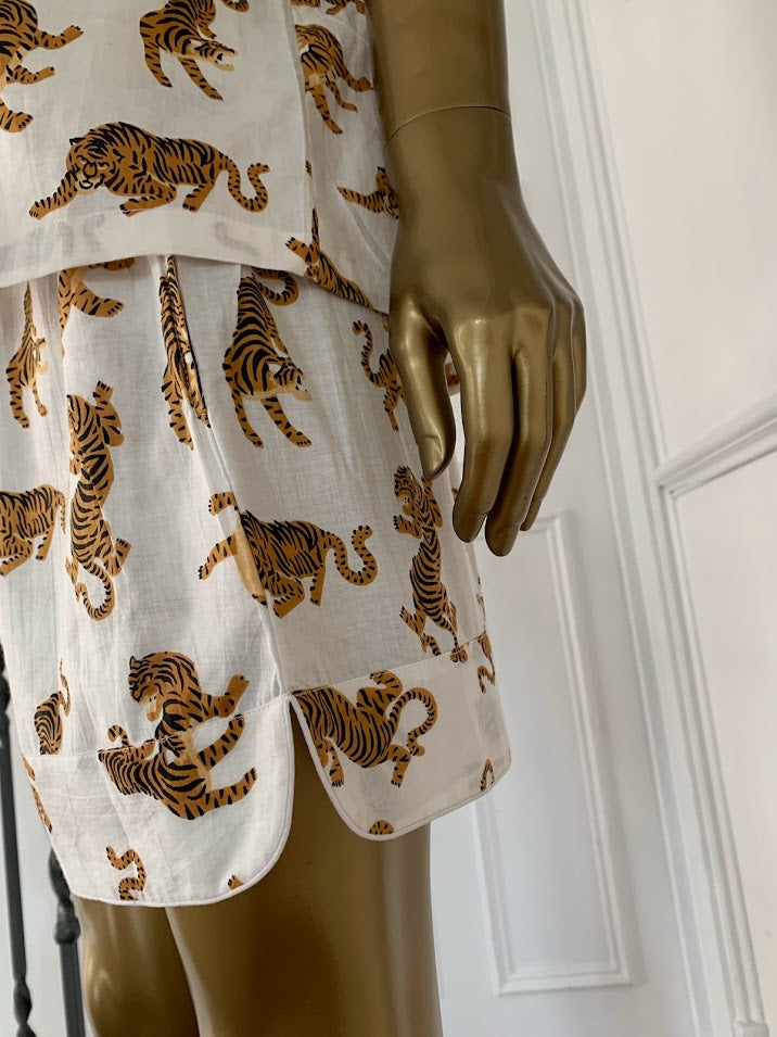 Easy Tiger Pyjama Short Set ~ Vanilla