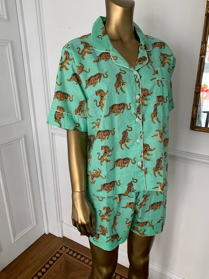 Easy Tiger Pyjama Short Set ~ Pistachio