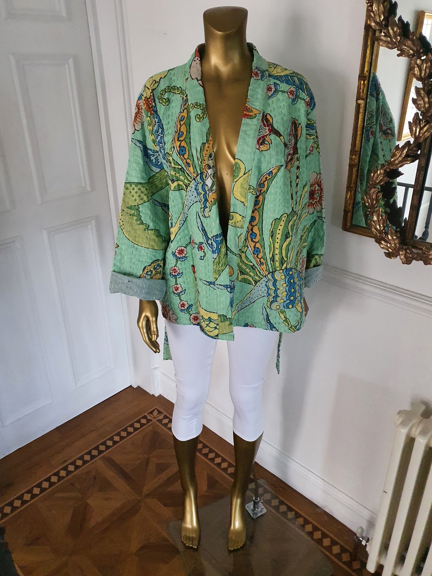 Rainforest chic. Cropped Kantha Jacket