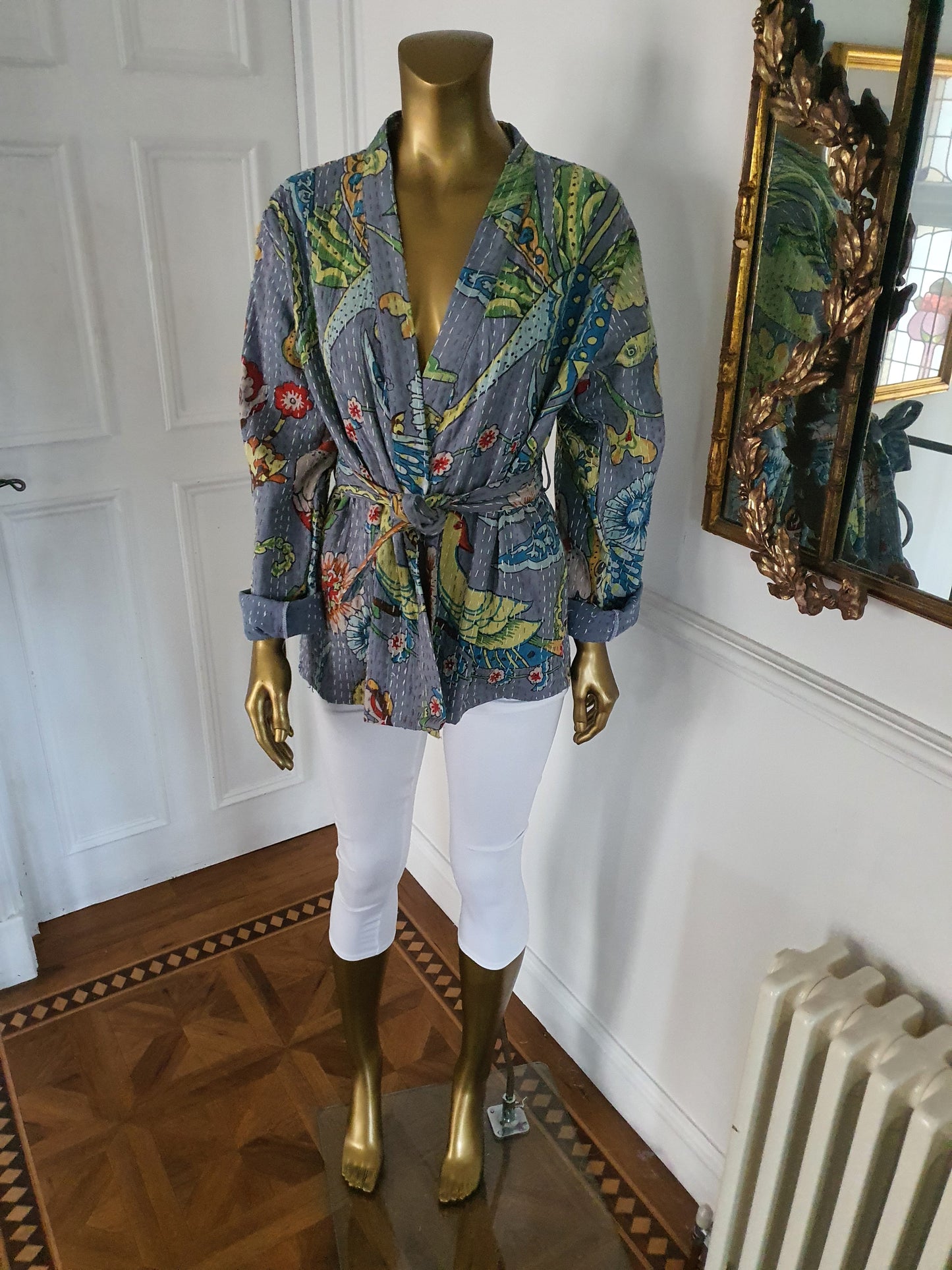 Rainforest chic. Cropped Kantha Jacket