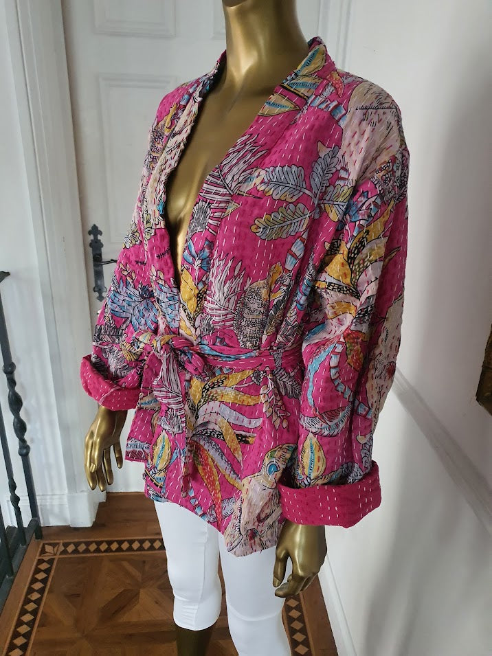 Monkey say, Monkey Do. Cropped Kantha jacket