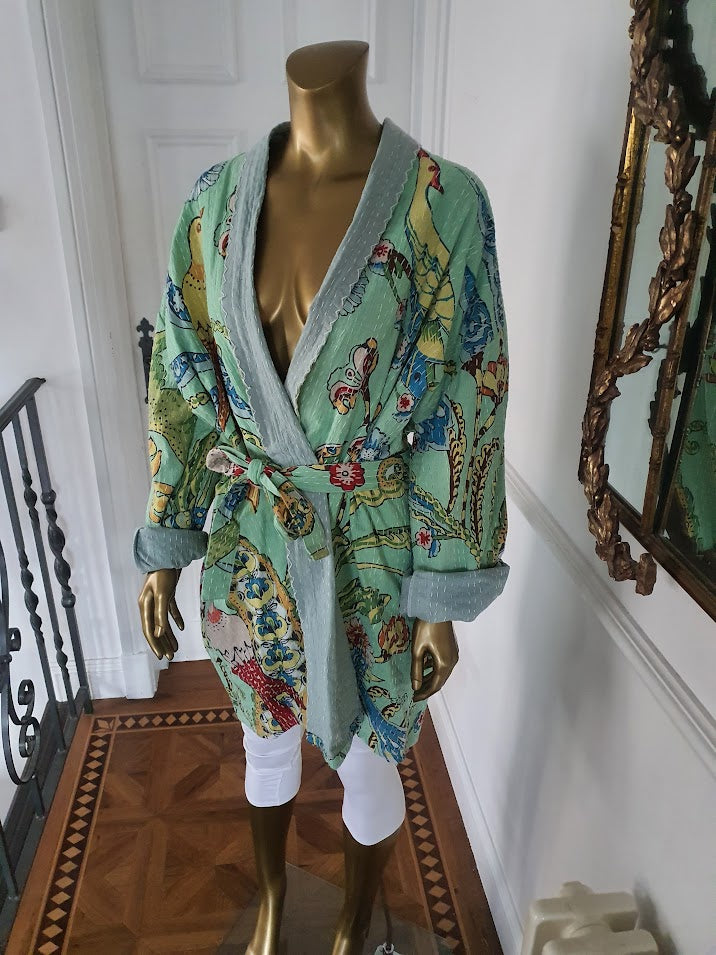 rainforest chic. three quarter kantha jacket