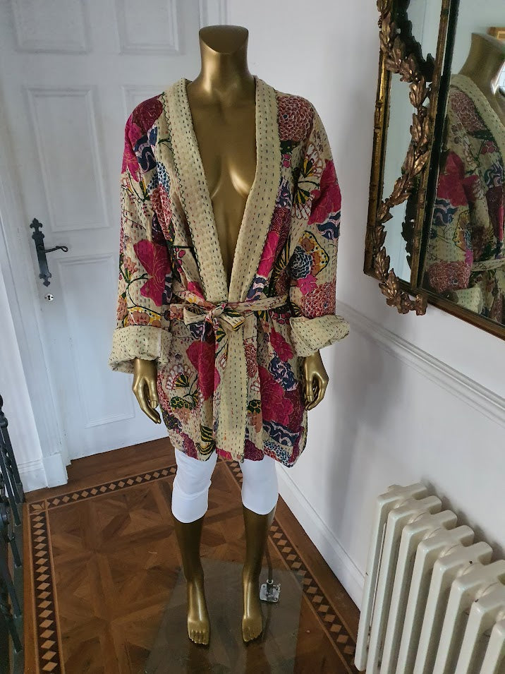 blooming gorgeous. three quarter Kantha jacket