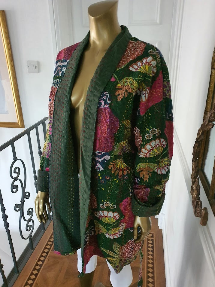 blooming gorgeous. three quarter Kantha jacket