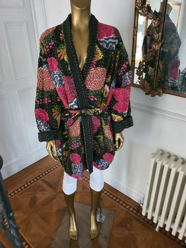 blooming gorgeous. three quarter Kantha jacket