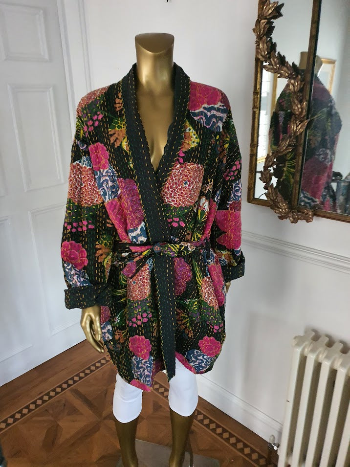 blooming gorgeous. three quarter Kantha jacket