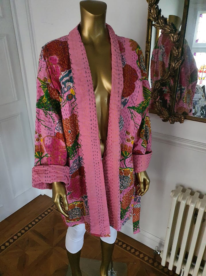 blooming gorgeous. three quarter Kantha jacket