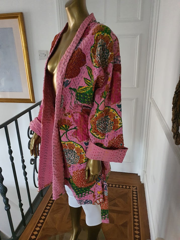 blooming gorgeous. three quarter Kantha jacket